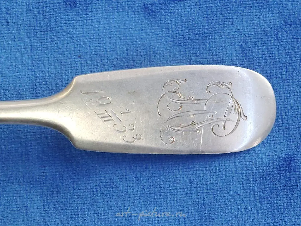 PAIR OF RUSSIAN SILVER SERVING SPOONS, 200 GRAMS TOTAL, HALL... — photo 2