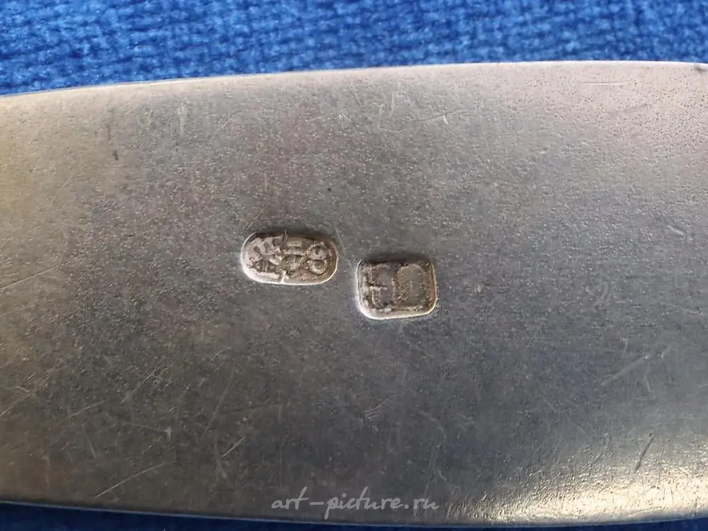 PAIR OF RUSSIAN SILVER SERVING SPOONS, 200 GRAMS TOTAL, HALL... — photo 3