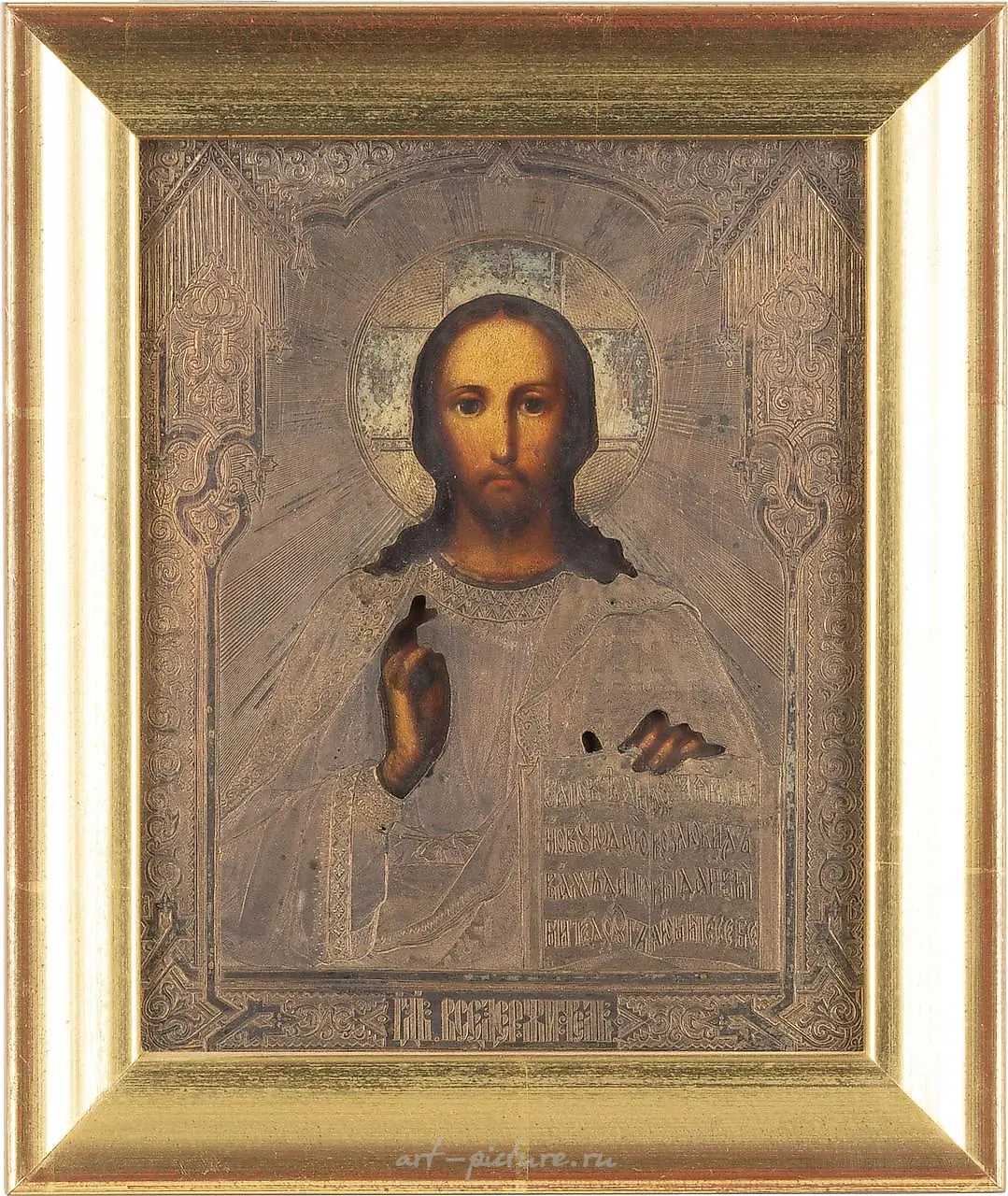 TWO ICONS: CHRIST PANTOCRATOR WITH OKLAD AND MOTHER OF GOD... — photo 4