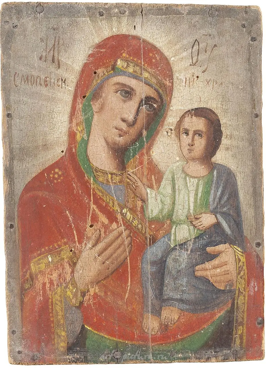 TWO ICONS: CHRIST PANTOCRATOR WITH OKLAD AND MOTHER OF GOD... — photo 5