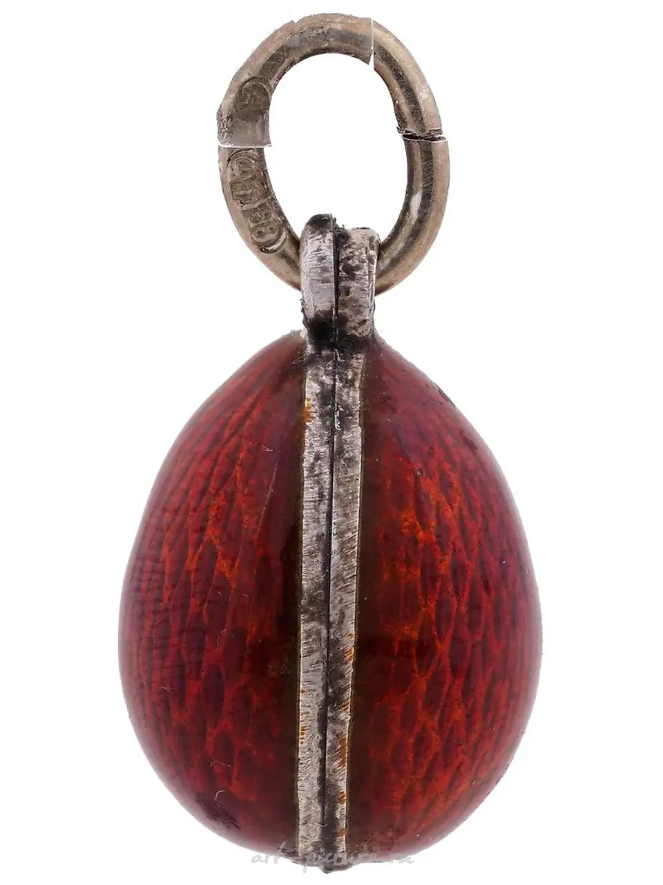 RUSSIAN SILVER GUILLOCHE ENAMEL EGG PENDANT — photo 2