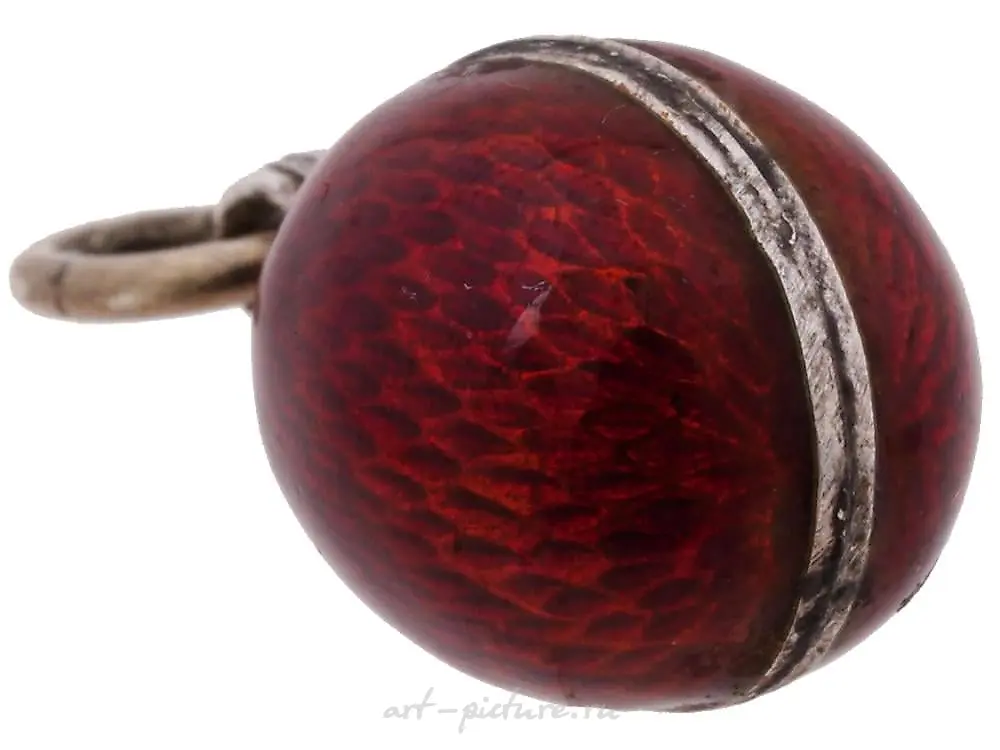 RUSSIAN SILVER GUILLOCHE ENAMEL EGG PENDANT — photo 3