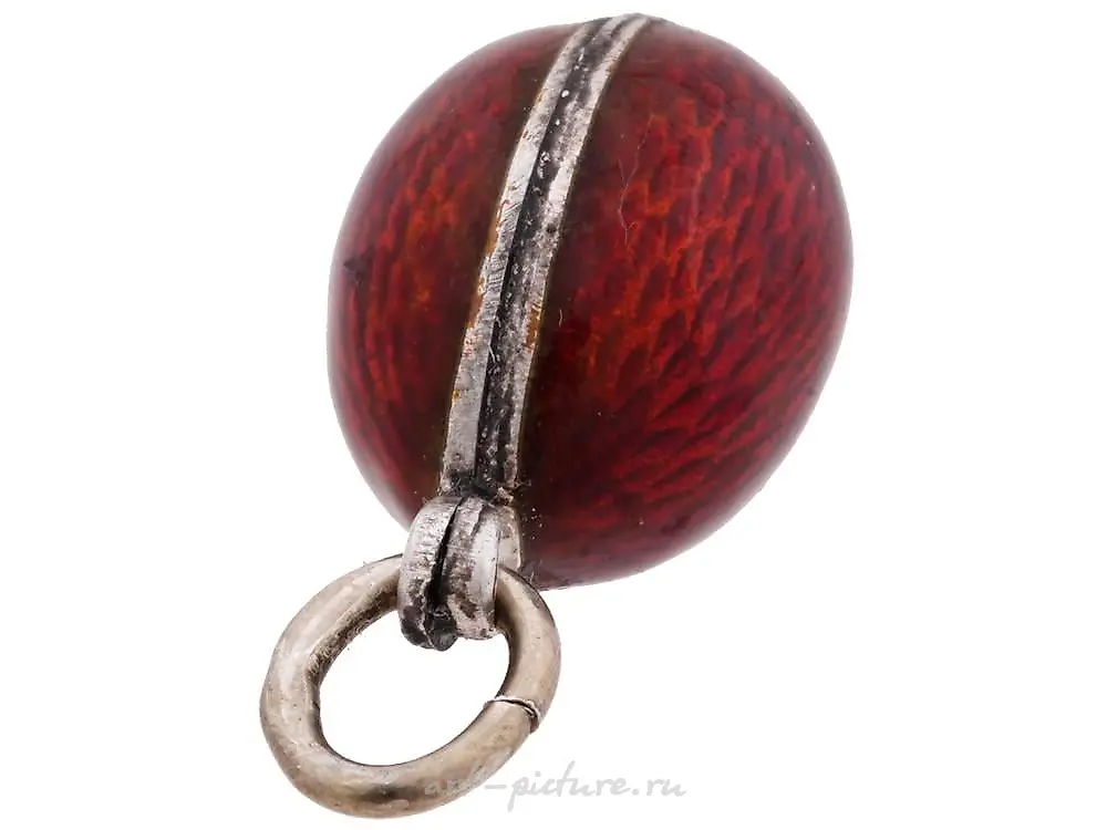 RUSSIAN SILVER GUILLOCHE ENAMEL EGG PENDANT — photo 5