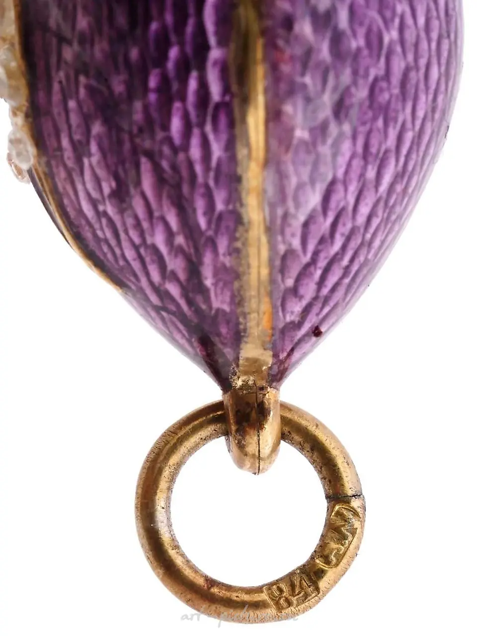RUSSIAN GILT SILVER ENAMEL SNAKE EGG PENDANT — photo 4
