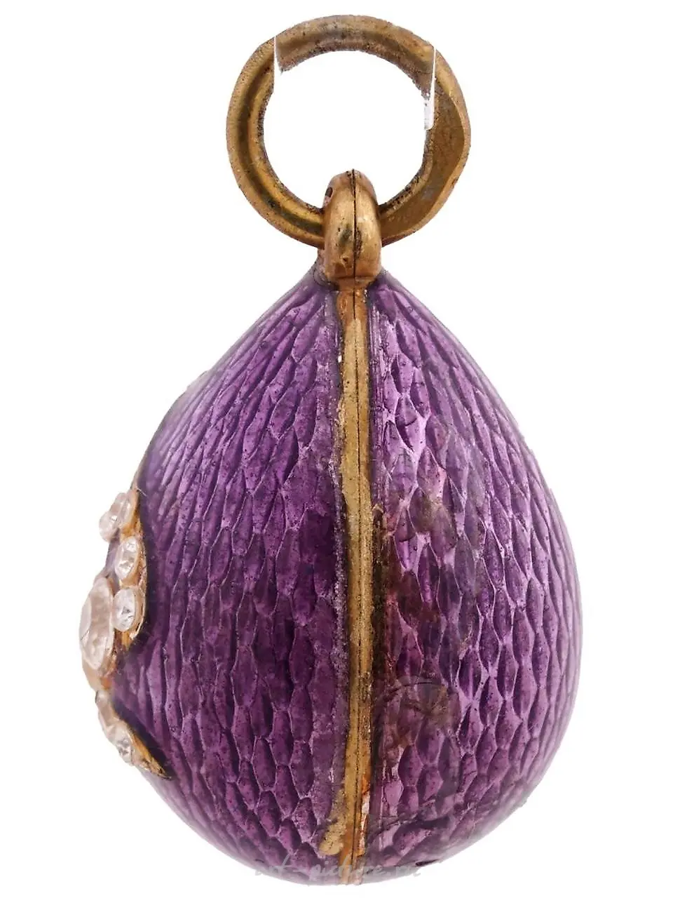 RUSSIAN GILT SILVER ENAMEL SNAKE EGG PENDANT — photo 2