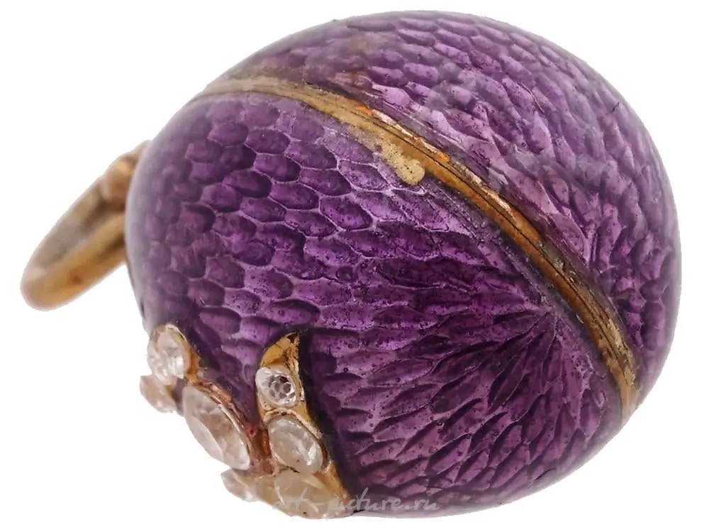 RUSSIAN GILT SILVER ENAMEL SNAKE EGG PENDANT — photo 3