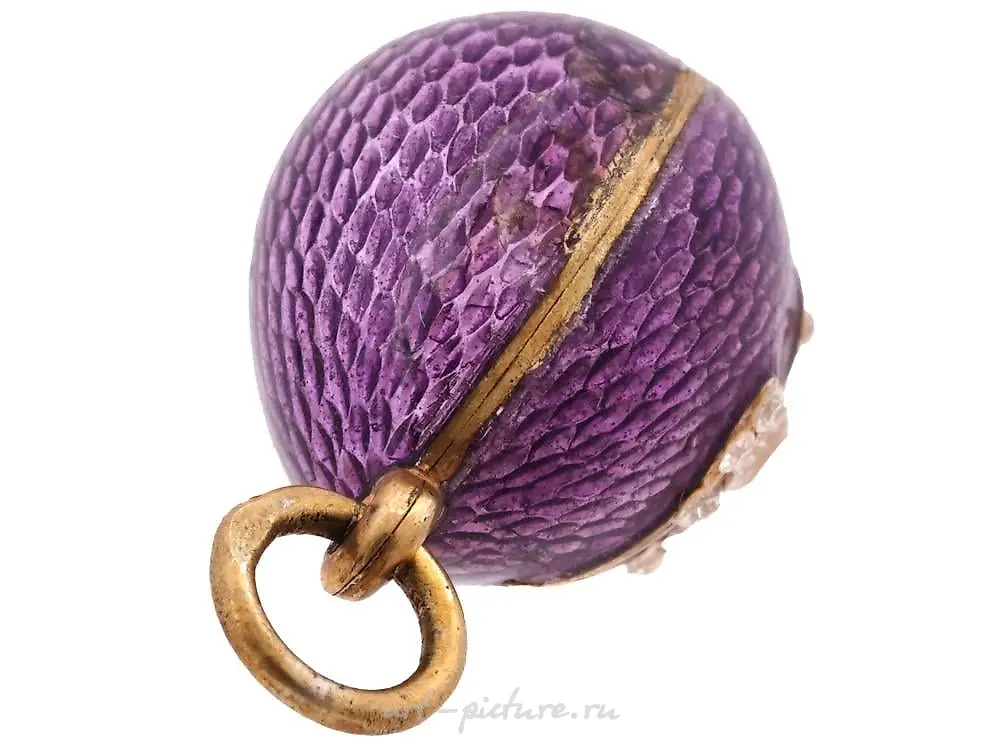 RUSSIAN GILT SILVER ENAMEL SNAKE EGG PENDANT — photo 5