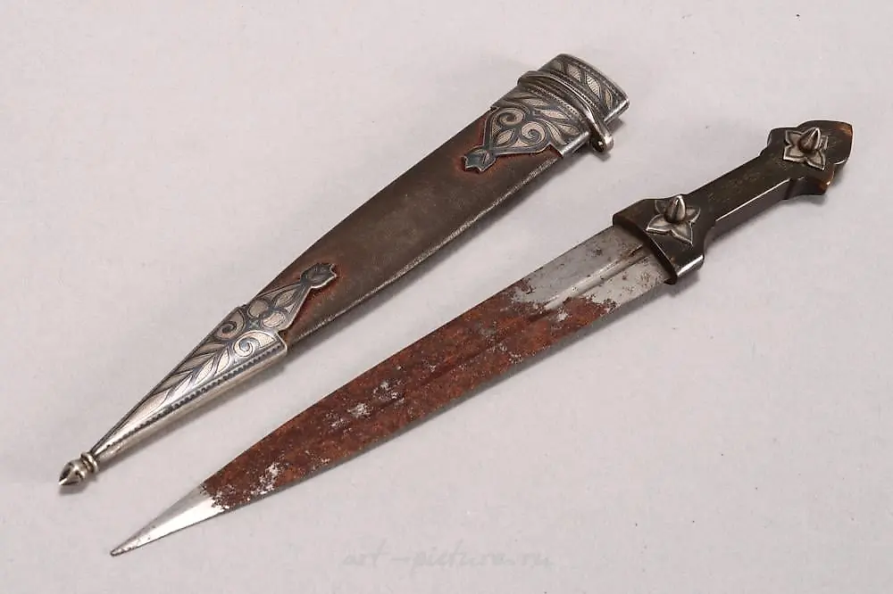 Russian Caucasian Niello & Silver Dagger Brooch — photo 4