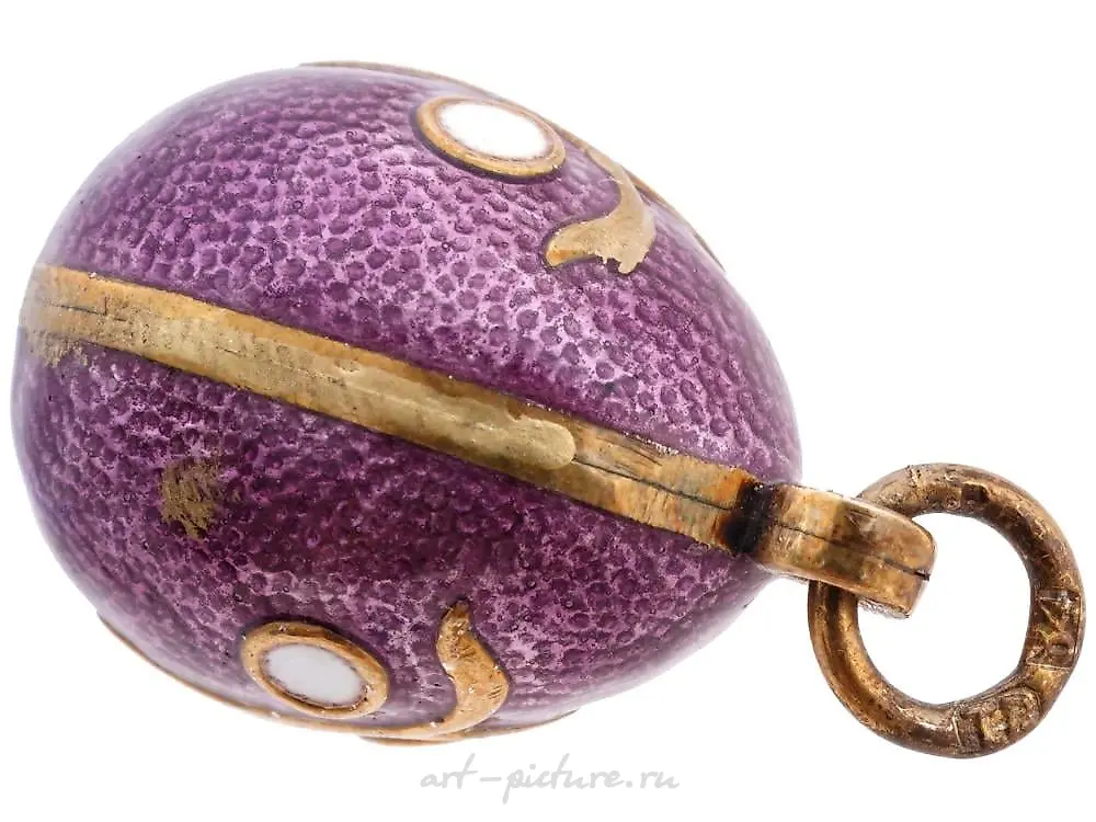 RUSSIAN SILVER GILT GUILLOCHE ENAMEL EGG PENDANT — photo 4