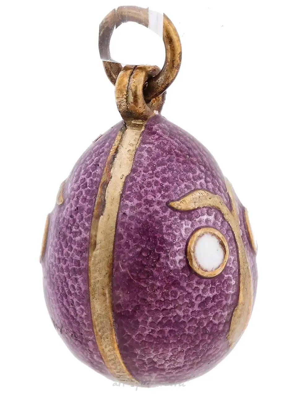 RUSSIAN SILVER GILT GUILLOCHE ENAMEL EGG PENDANT — photo 2