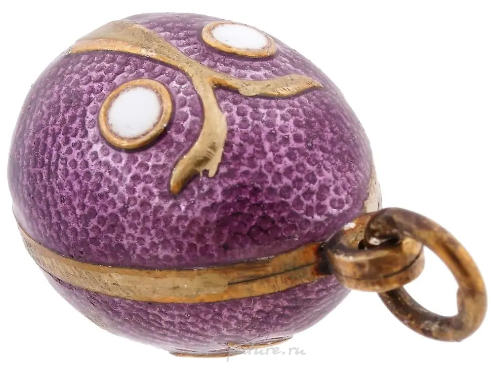 RUSSIAN SILVER GILT GUILLOCHE ENAMEL EGG PENDANT — photo 5