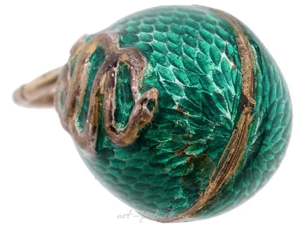 RUSSIAN GILT SILVER ENAMEL DIAMONDS EGG PENDANT — photo 5