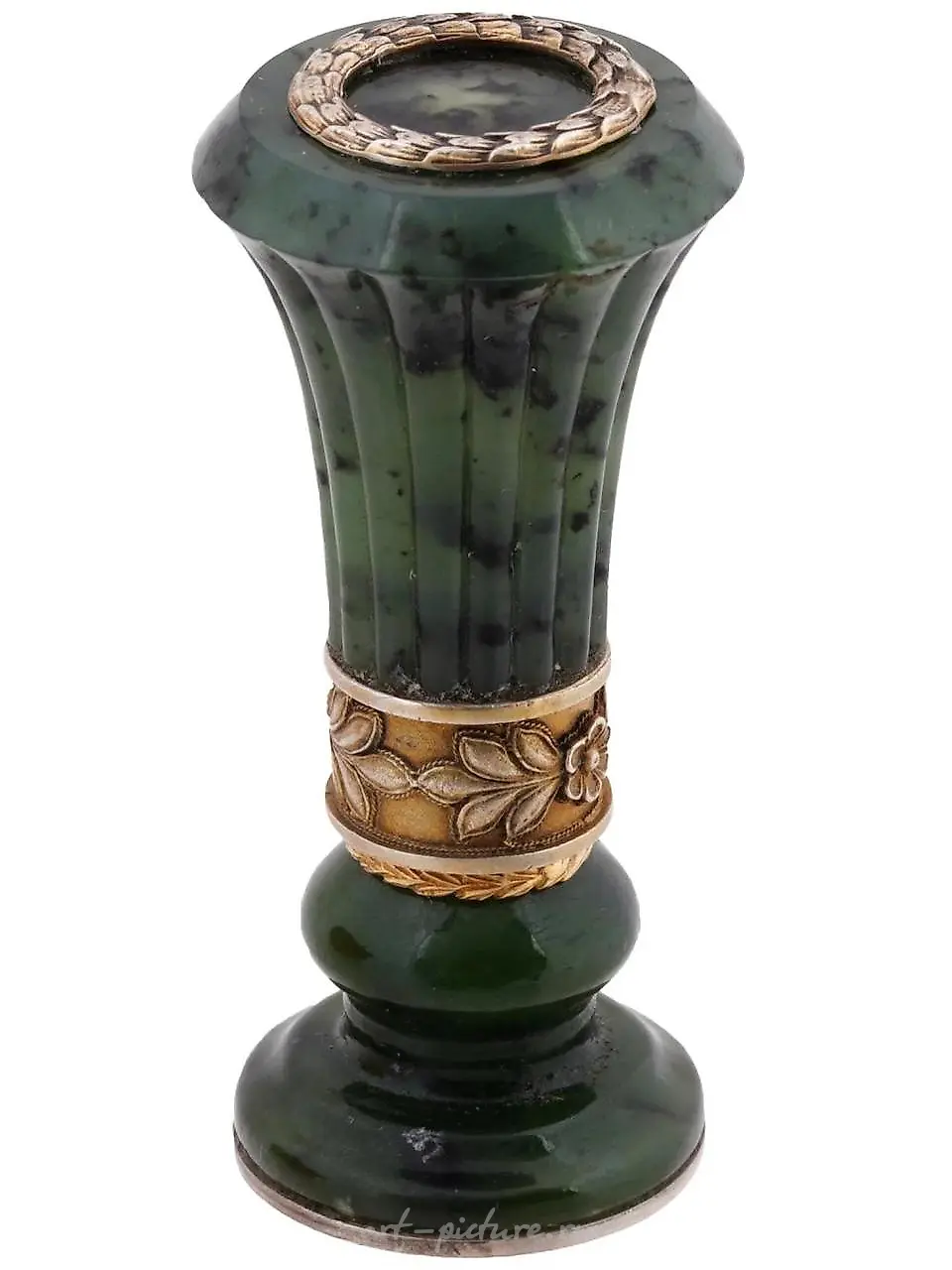 IMPERIAL RUSSIAN GILT SILVER AND CARVED JADE SEAL — photo 4