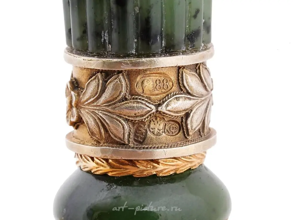 IMPERIAL RUSSIAN GILT SILVER AND CARVED JADE SEAL — photo 5
