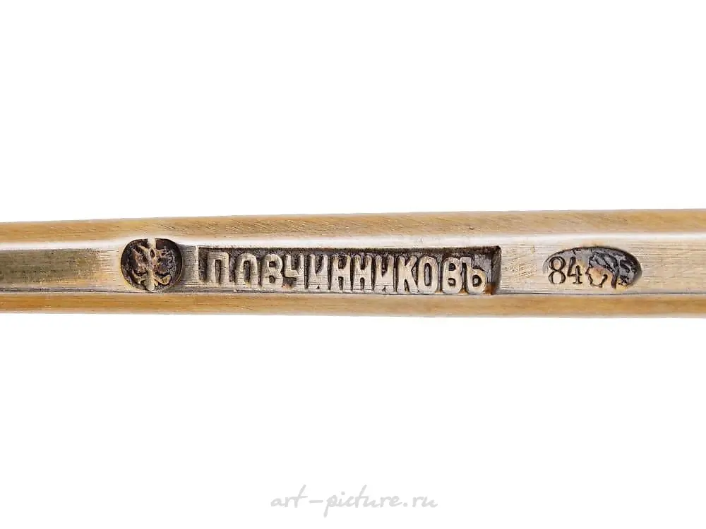 Серебряные чайные ложки с позолотой и эмалью в технике клоизонне — фото 3