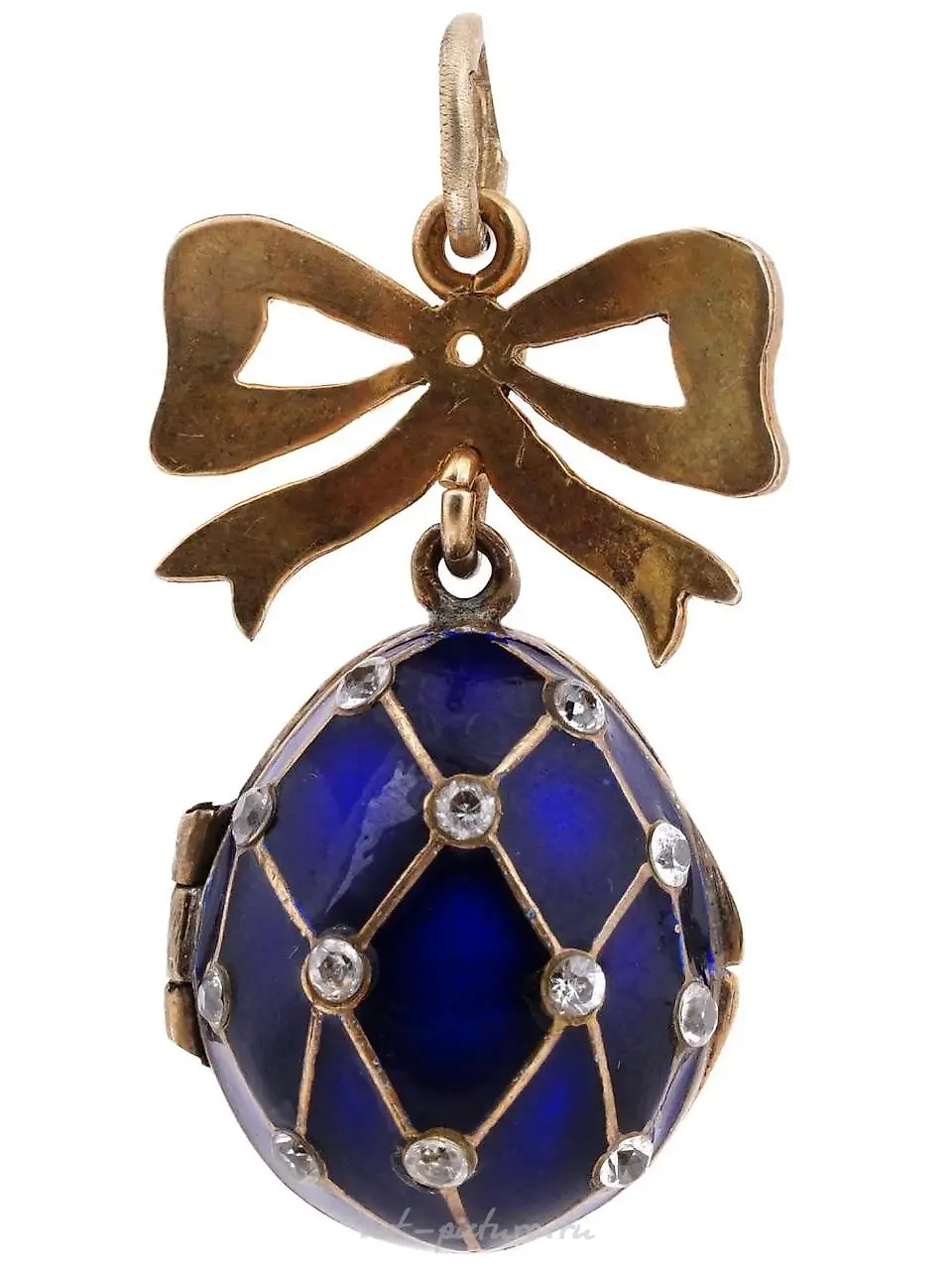 RUSSIAN 84 SILVER ENAMEL DIAMOND LOCKET PENDANT — photo 4