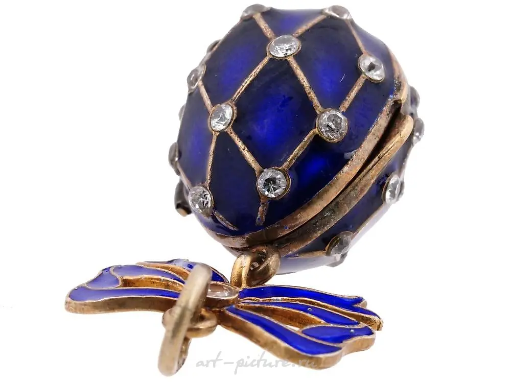 RUSSIAN 84 SILVER ENAMEL DIAMOND LOCKET PENDANT — photo 2