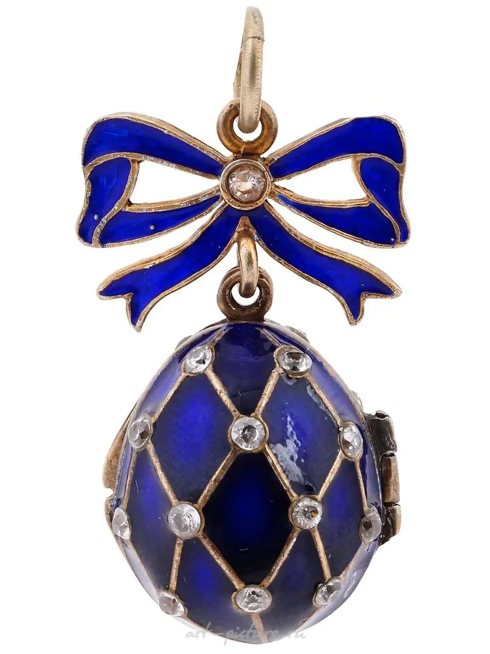 RUSSIAN 84 SILVER ENAMEL DIAMOND LOCKET PENDANT