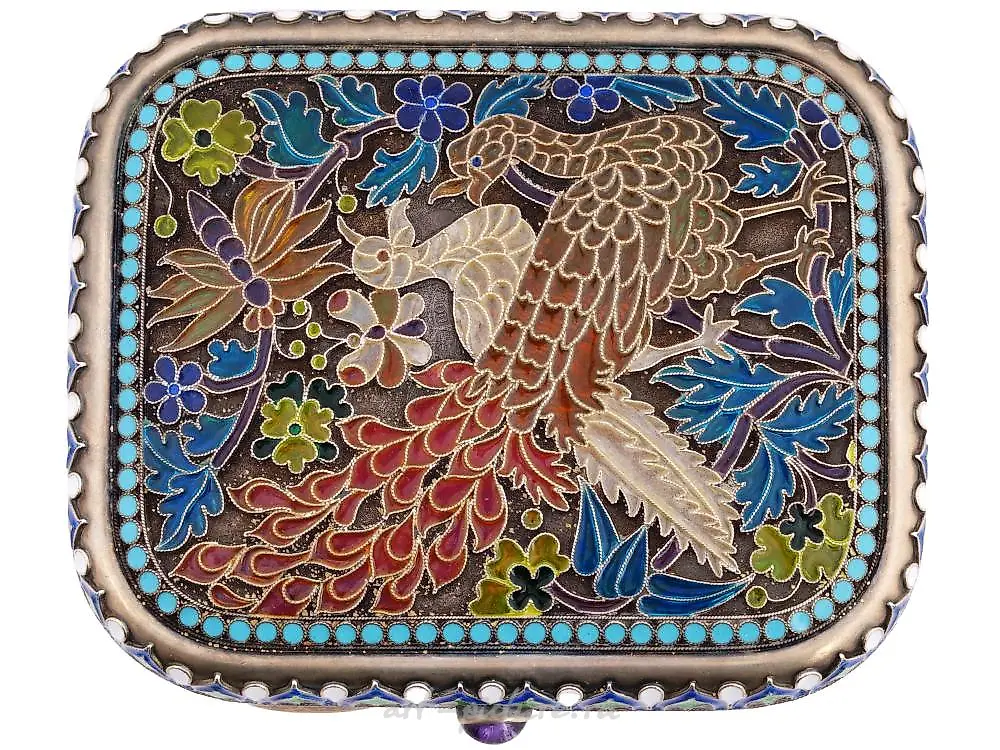 RUSSIAN PLIQUE-A-JOUR SILVER CIGARETTE CASE — photo 10