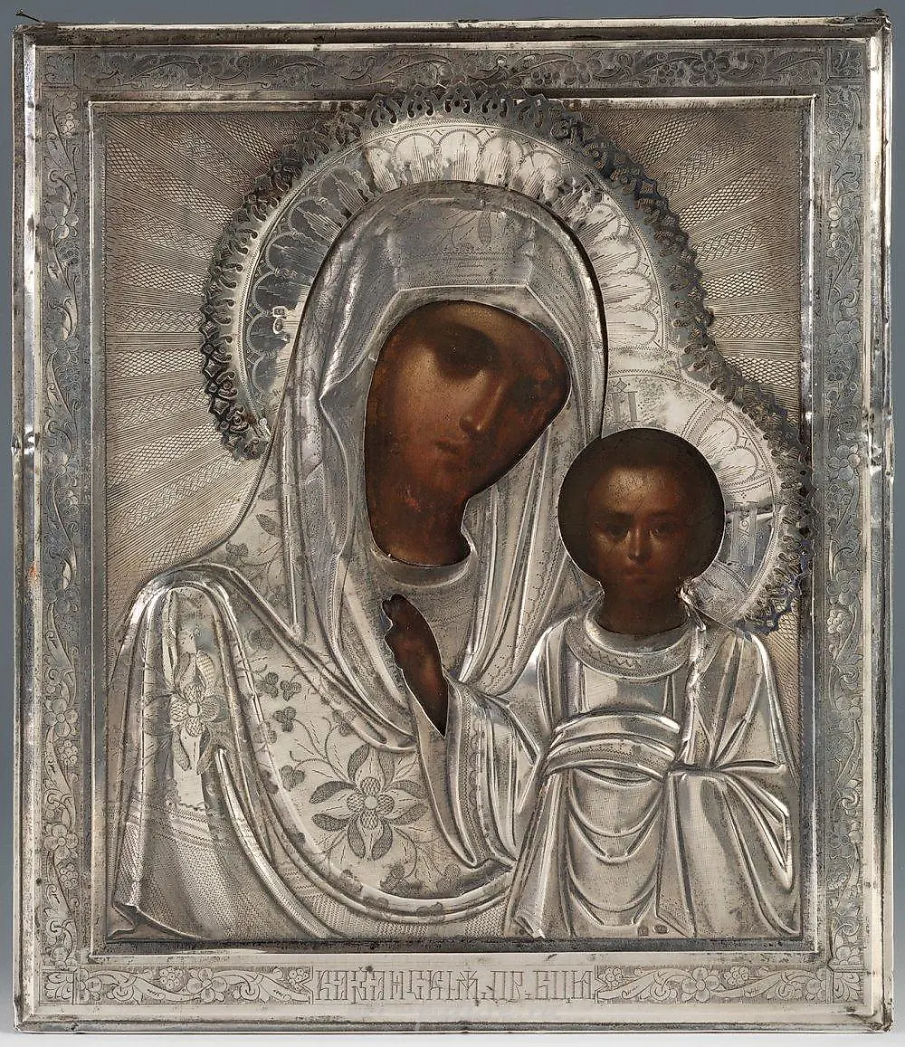 Russian icon of the 19th century. "Virgin with child". Painting...