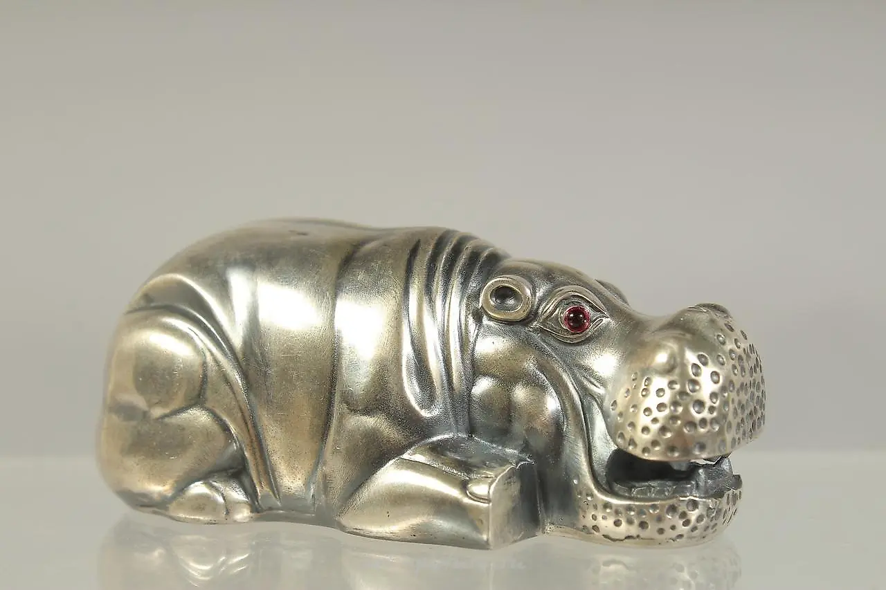 A GOOD RUSSIAN SILVER HIPPO 3 inches long. — photo 2