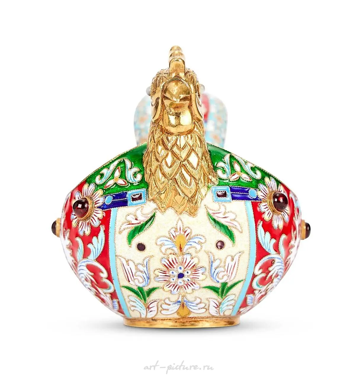 A SILVER GILT, CLOISONNE ENAMEL AND GEM SET RUSSIAN STYLE BROOCH... — photo 2