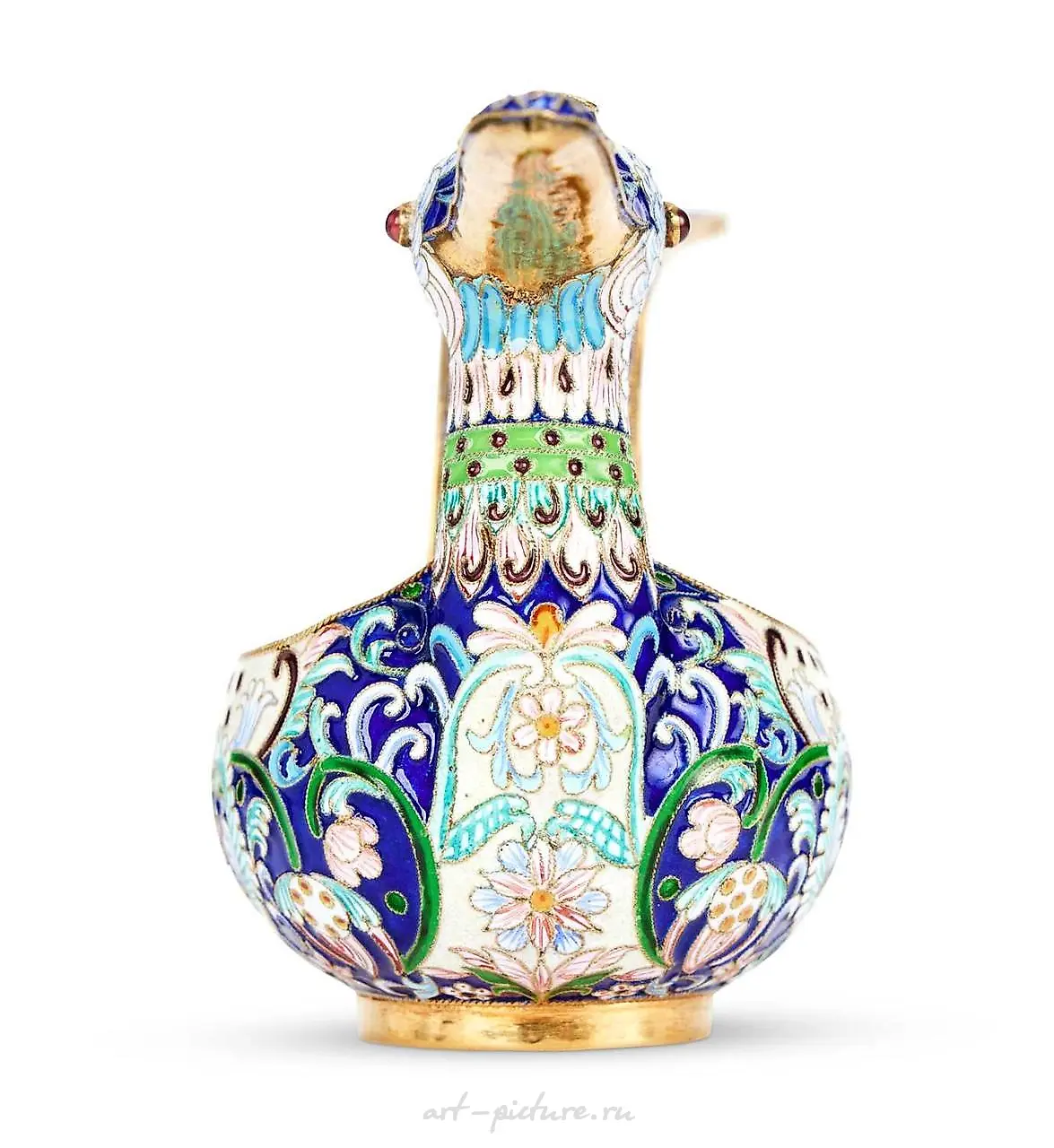A SILVER GILT, CLOISONNE ENAMEL AND GEM SET RUSSIAN STYLE BROOCH... — photo 4