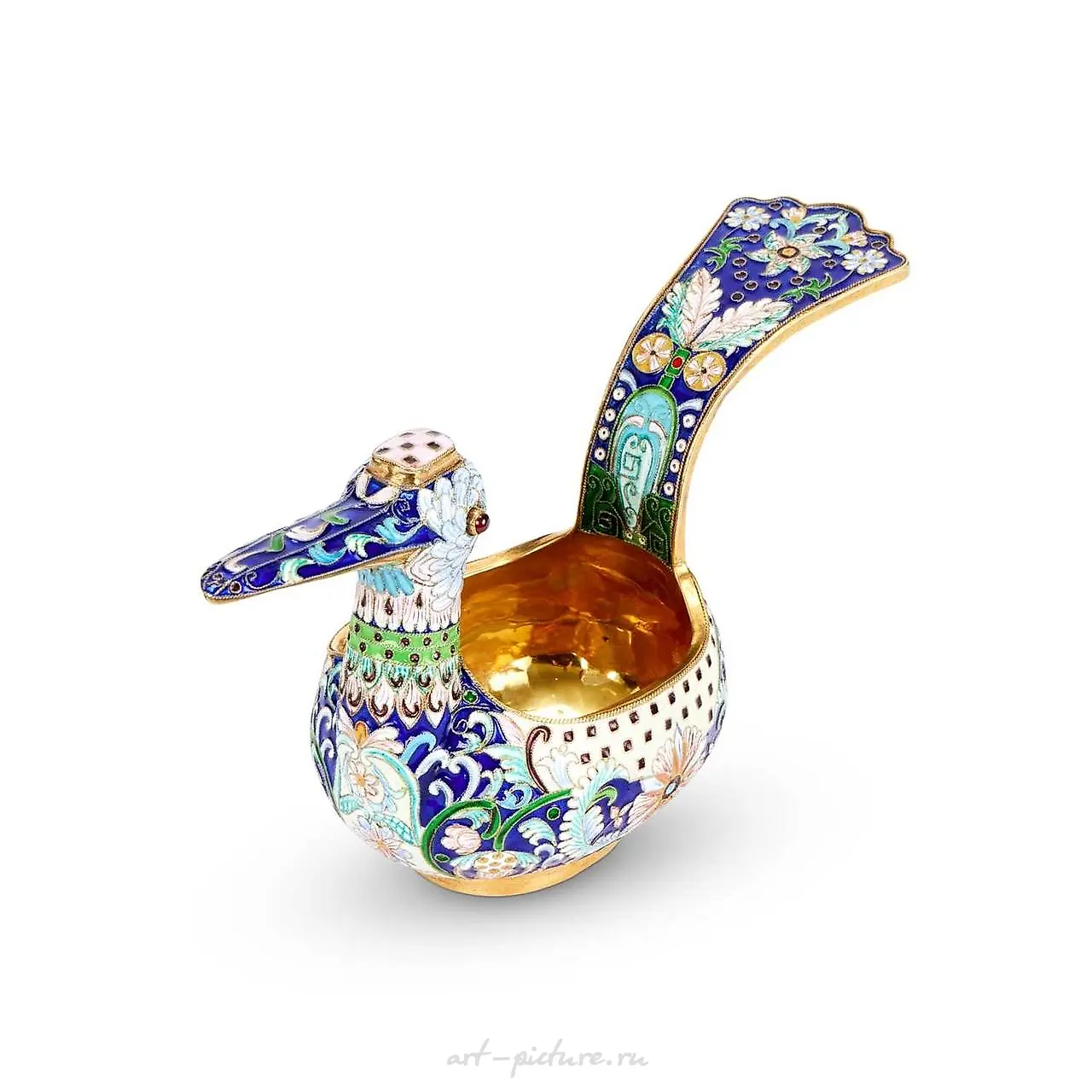 A SILVER GILT, CLOISONNE ENAMEL AND GEM SET RUSSIAN STYLE BROOCH... — photo 2