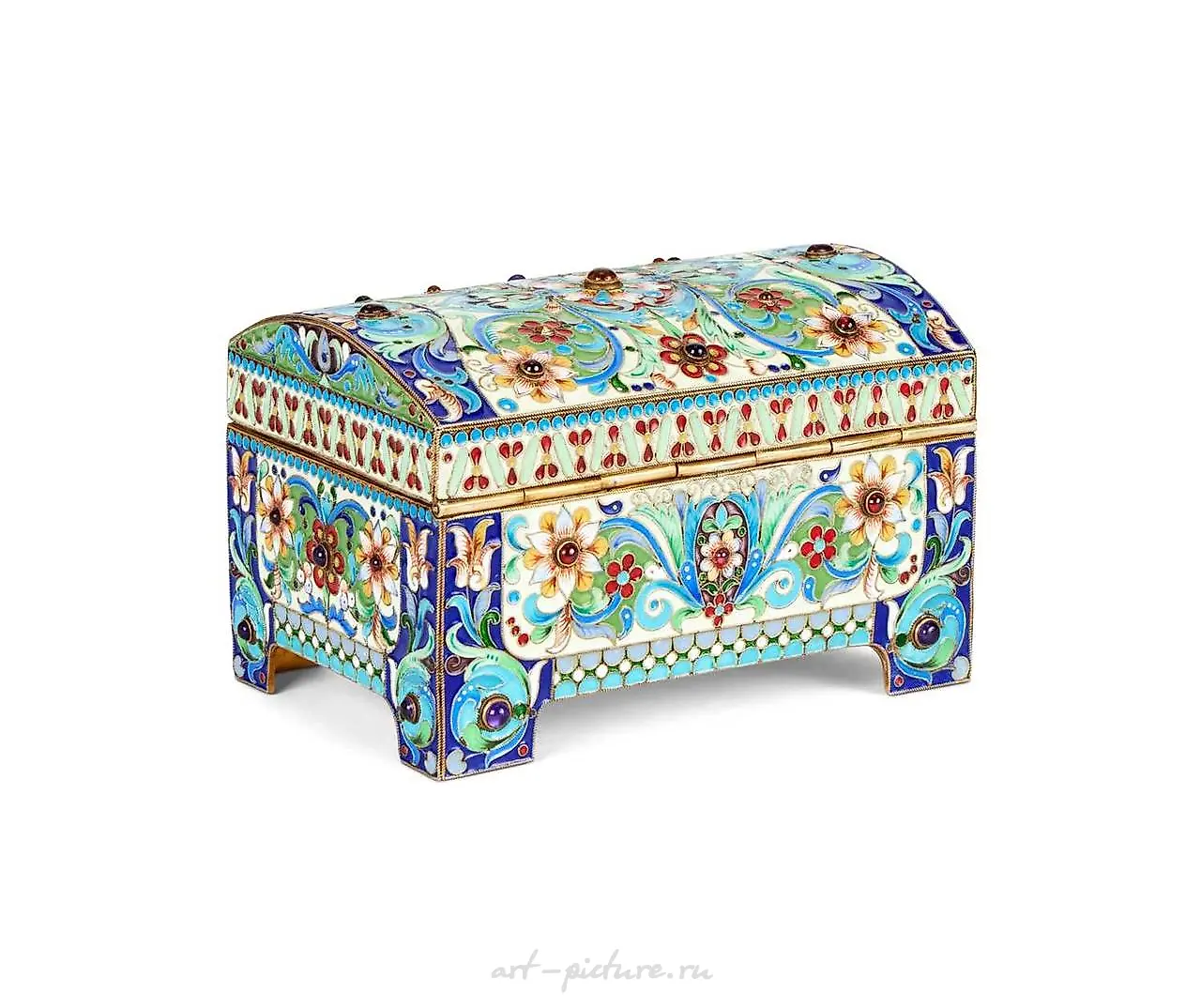 A SILVER GILT, CLOISONNE ENAMEL AND JEWELLED RUSSIAN STYLE C... — photo 2