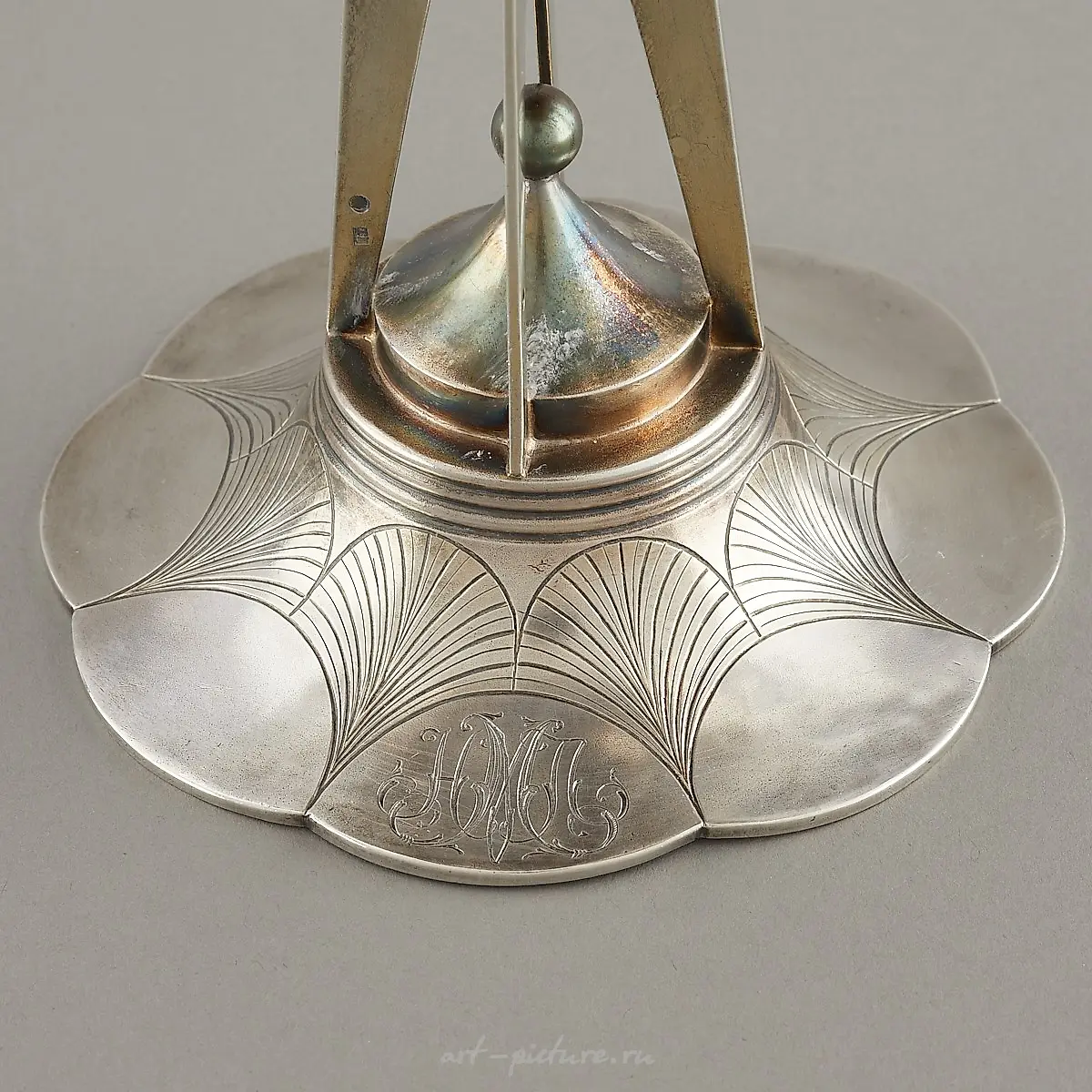 Russian Art Deco Sterling Tazza with Crystal Insert — photo 8