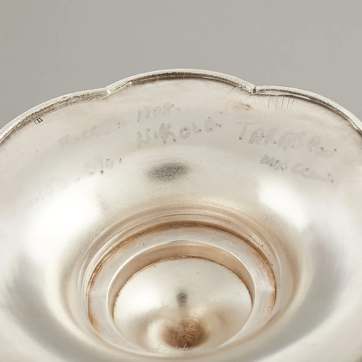 Russian Art Deco Sterling Tazza with Crystal Insert — photo 9