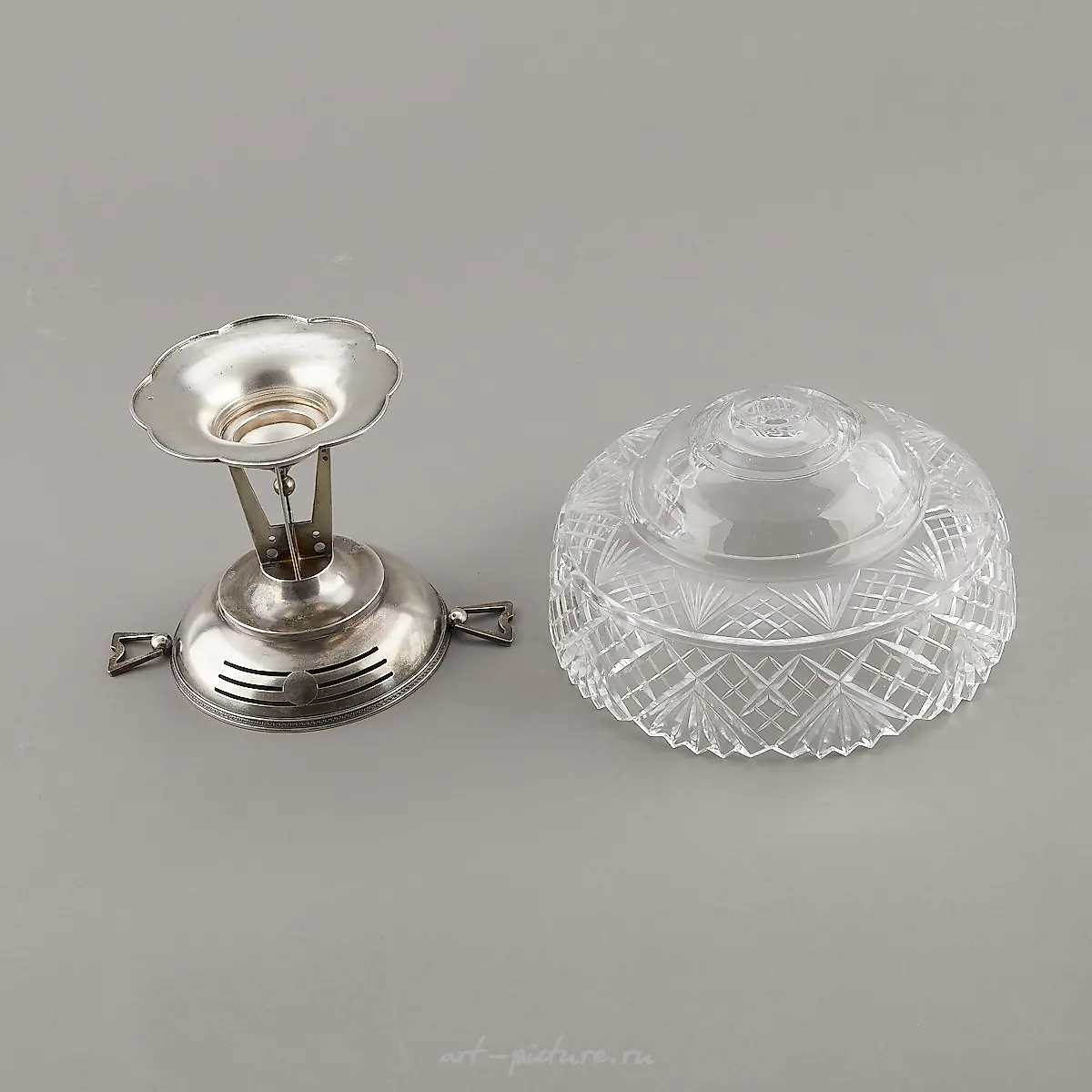 Russian Art Deco Sterling Tazza with Crystal Insert — photo 3