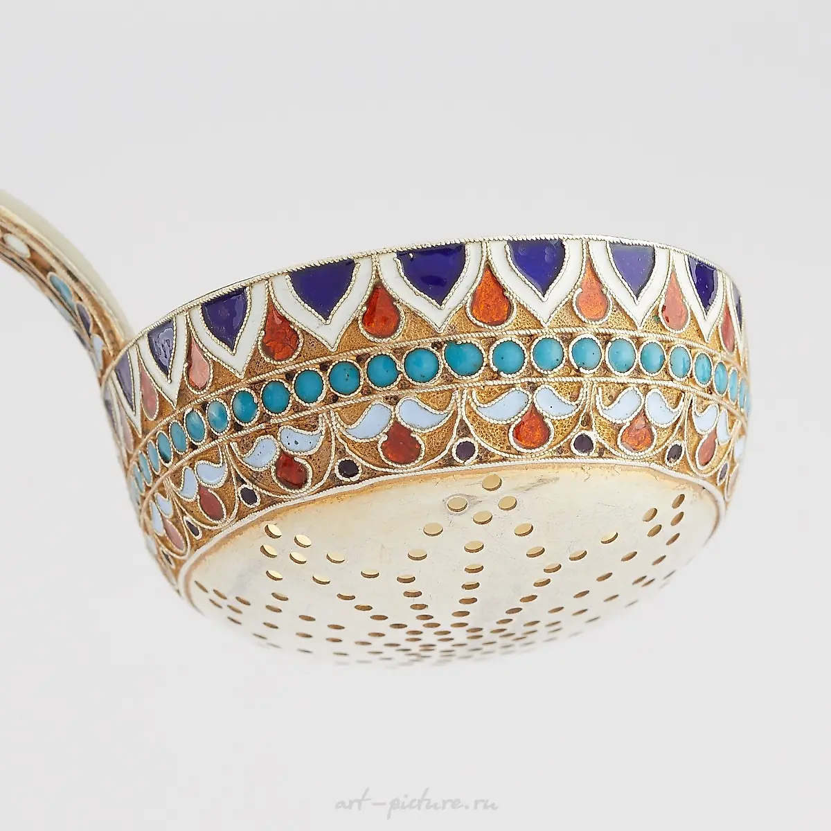 3 Pcs Russian Enamel Silver Tea Set — photo 2