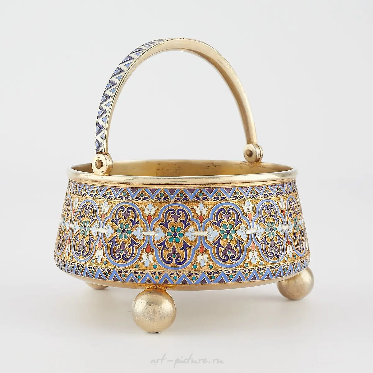 3 Pcs Russian Enamel Silver Tea Set — photo 5