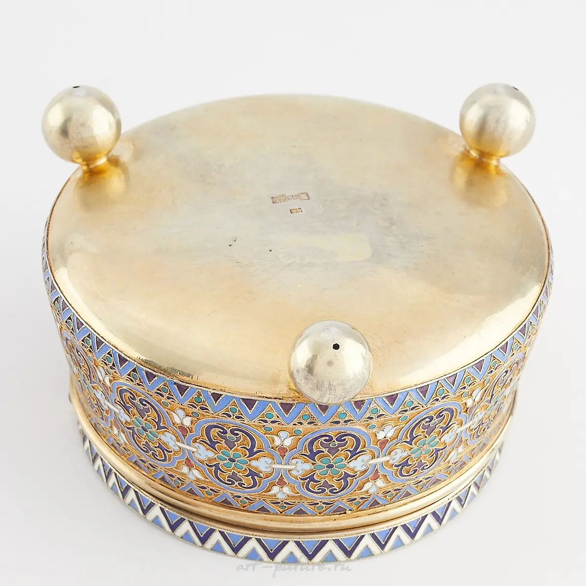 3 Pcs Russian Enamel Silver Tea Set — photo 10