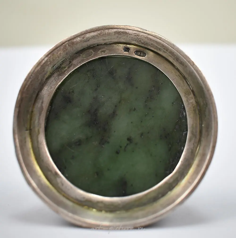 RUSSIAN FABERGE SILVER & GUILLOCHE ENAMELED, JEWELED CANE HANDLE... — photo 5