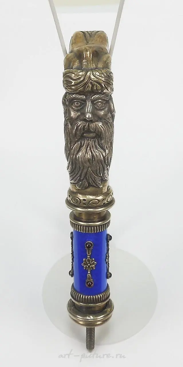 RUSSIAN FABERGE SILVER & GUILLOCHE ENAMELED HAND SEAL. — photo 2