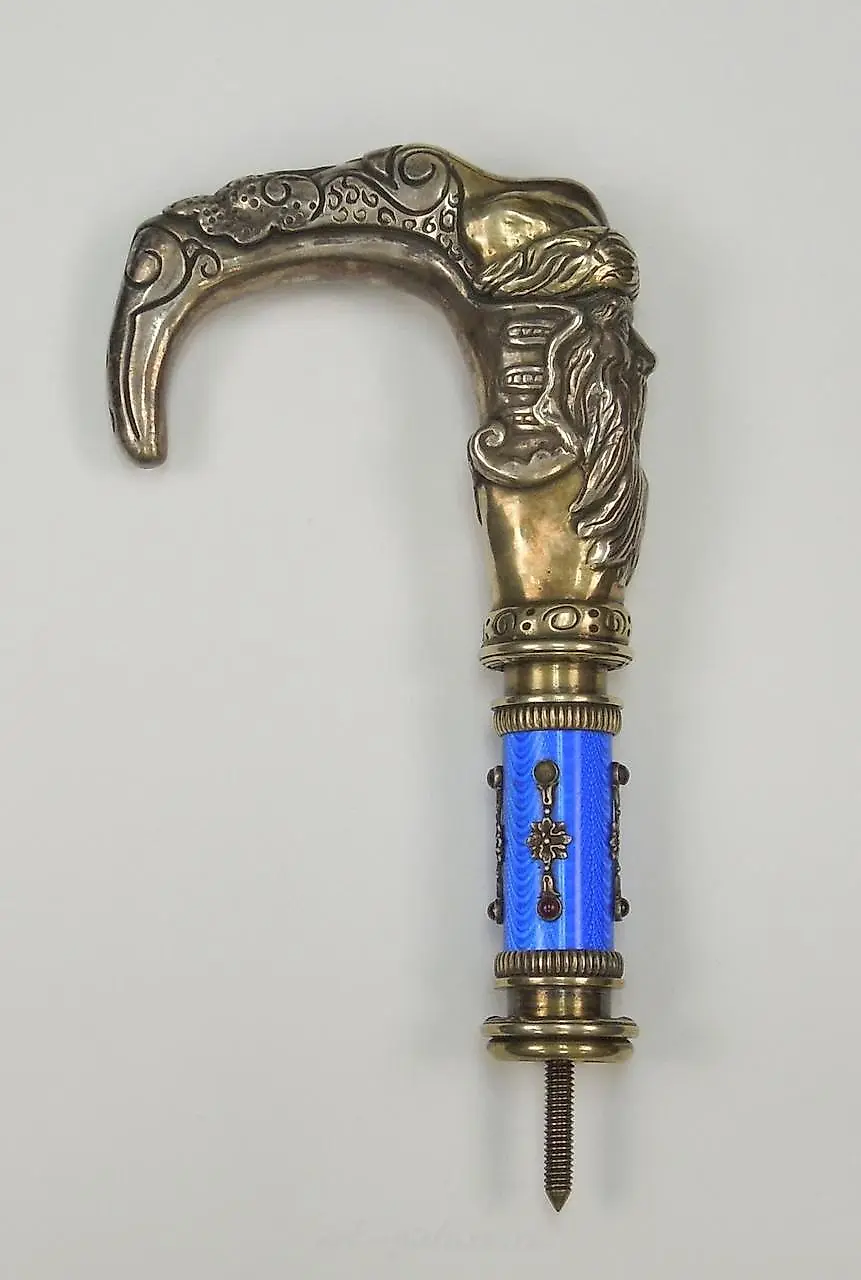 RUSSIAN FABERGE SILVER & GUILLOCHE ENAMELED HAND SEAL. — photo 3