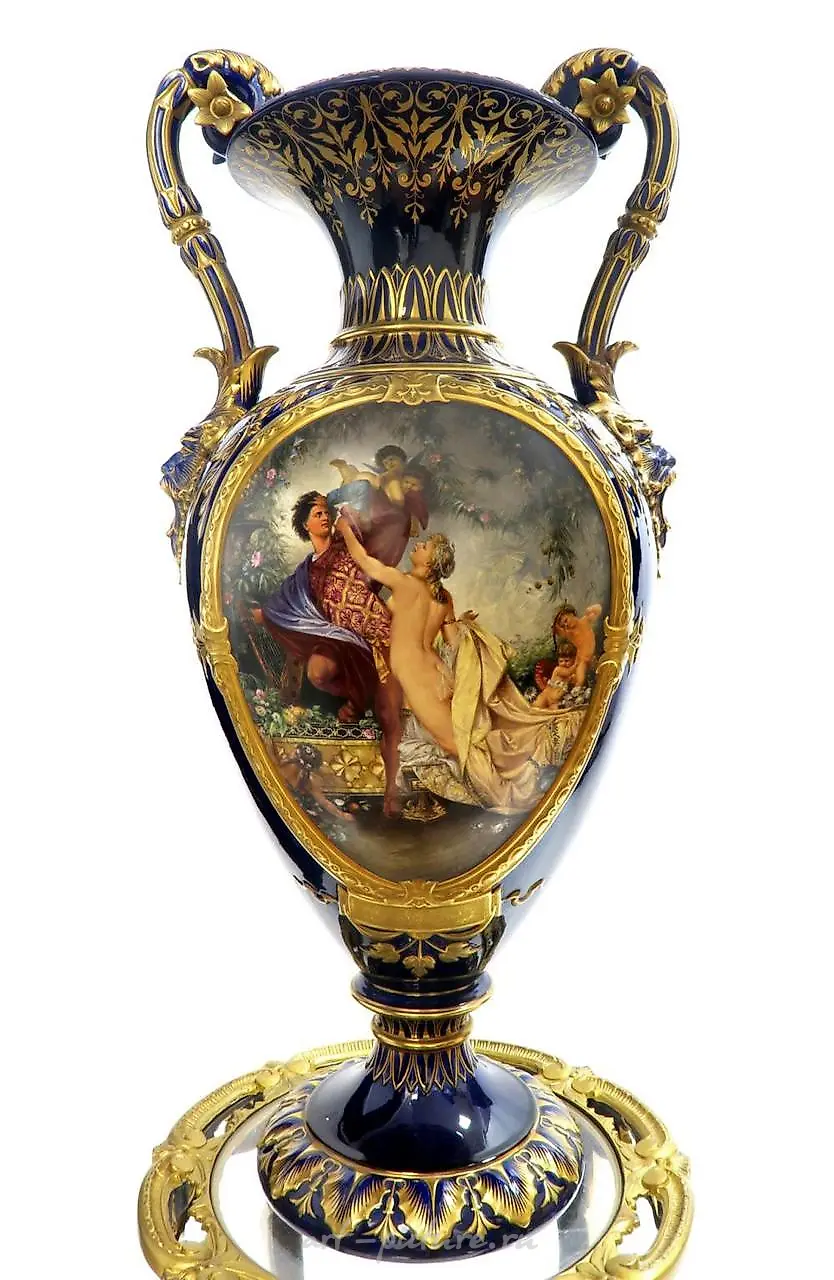 19世纪 巨大的维也纳皇家风格花瓶 — 照片 3