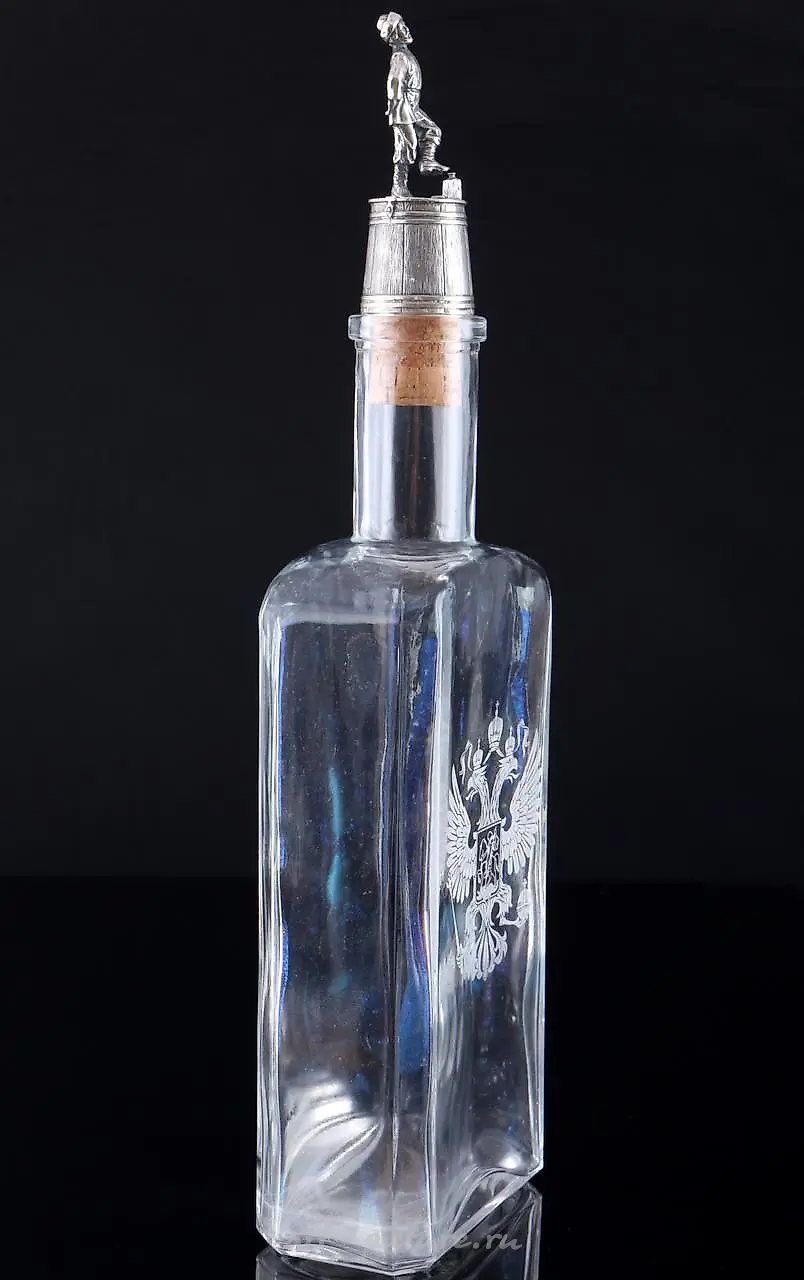 Russian 84 zolotniki silver carafe with double-headed eagle,... — photo 3