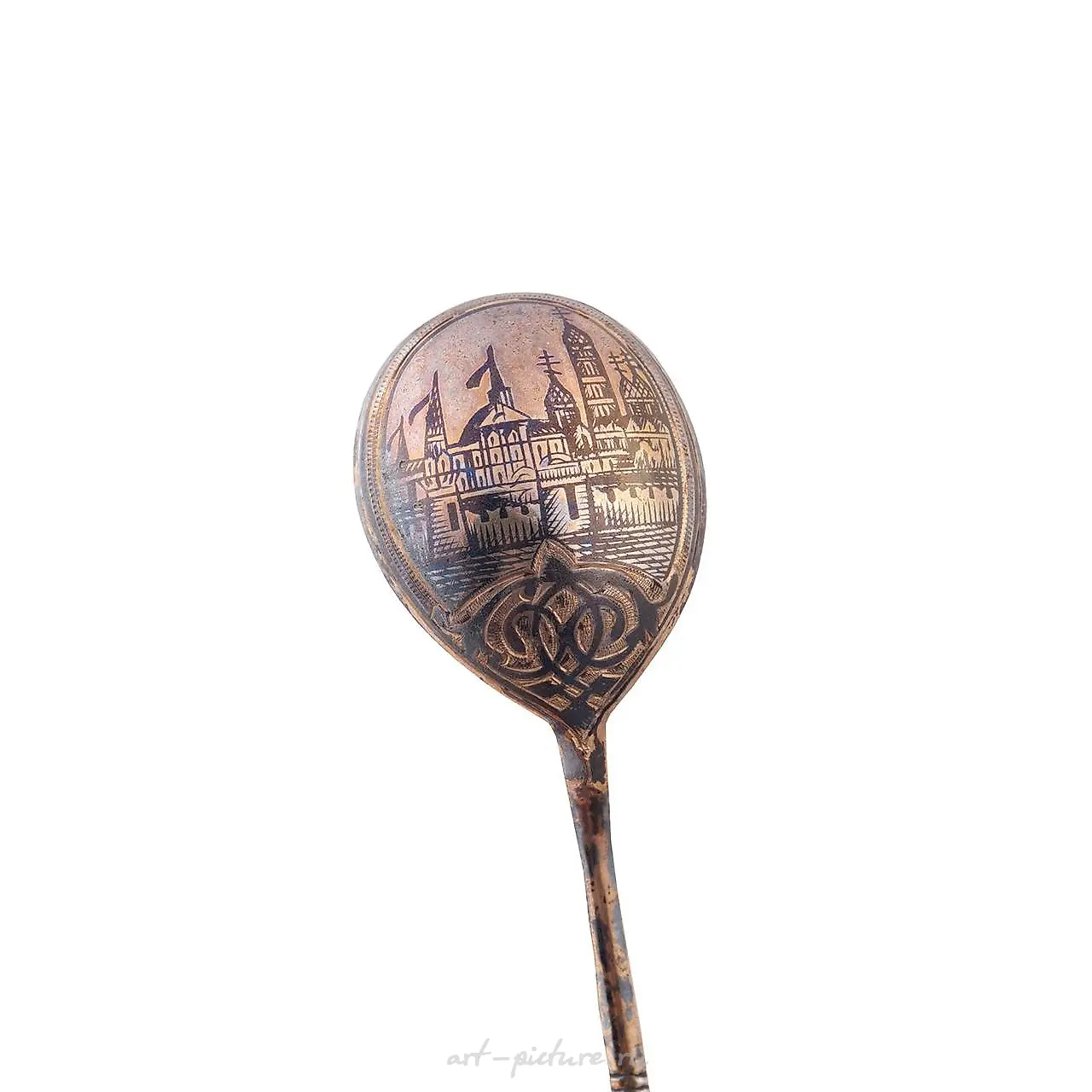 A Russian silver-gilt and niello tea spoons set (12 pc) with... — photo 4