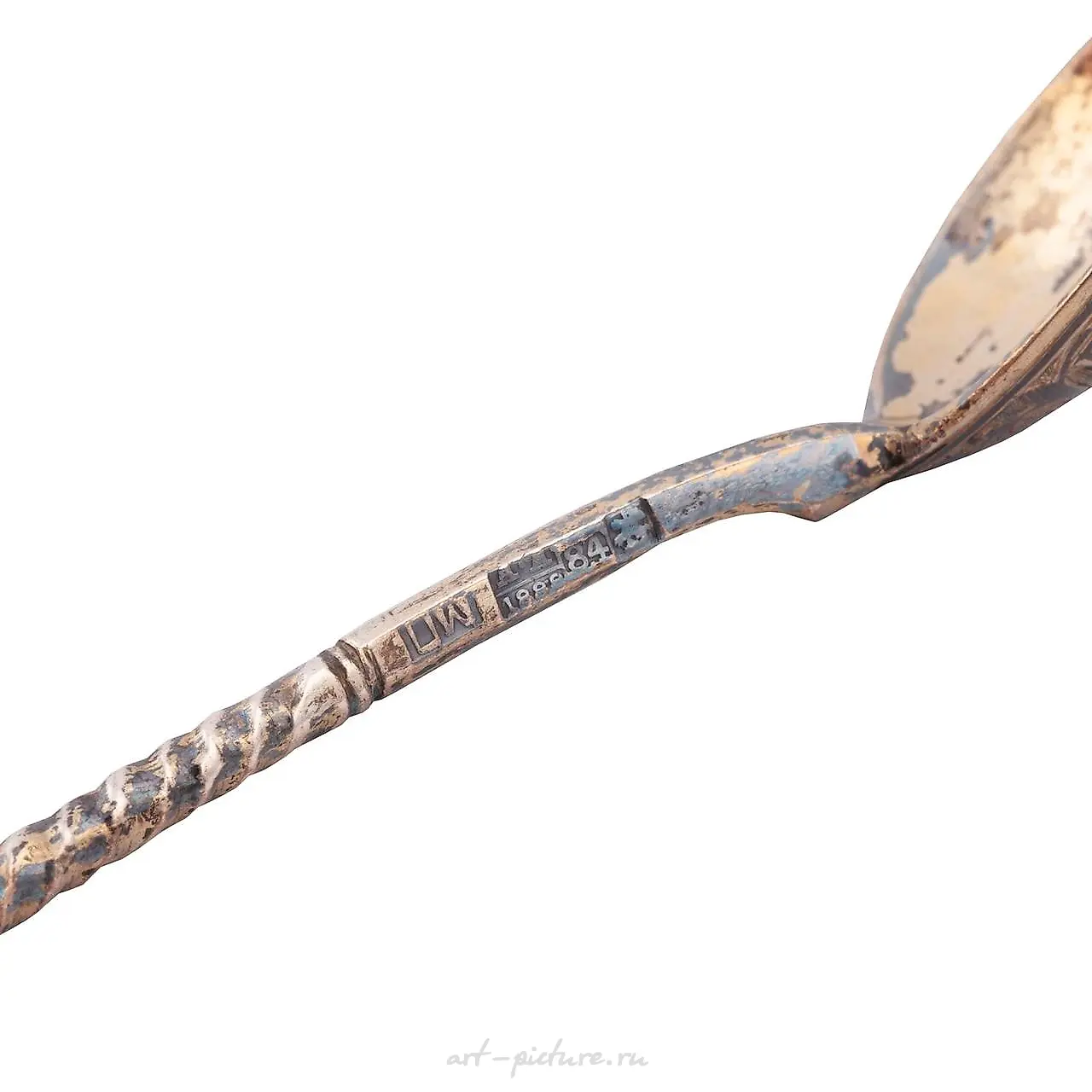 A Russian silver-gilt and niello tea spoons set (12 pc) with... — photo 6