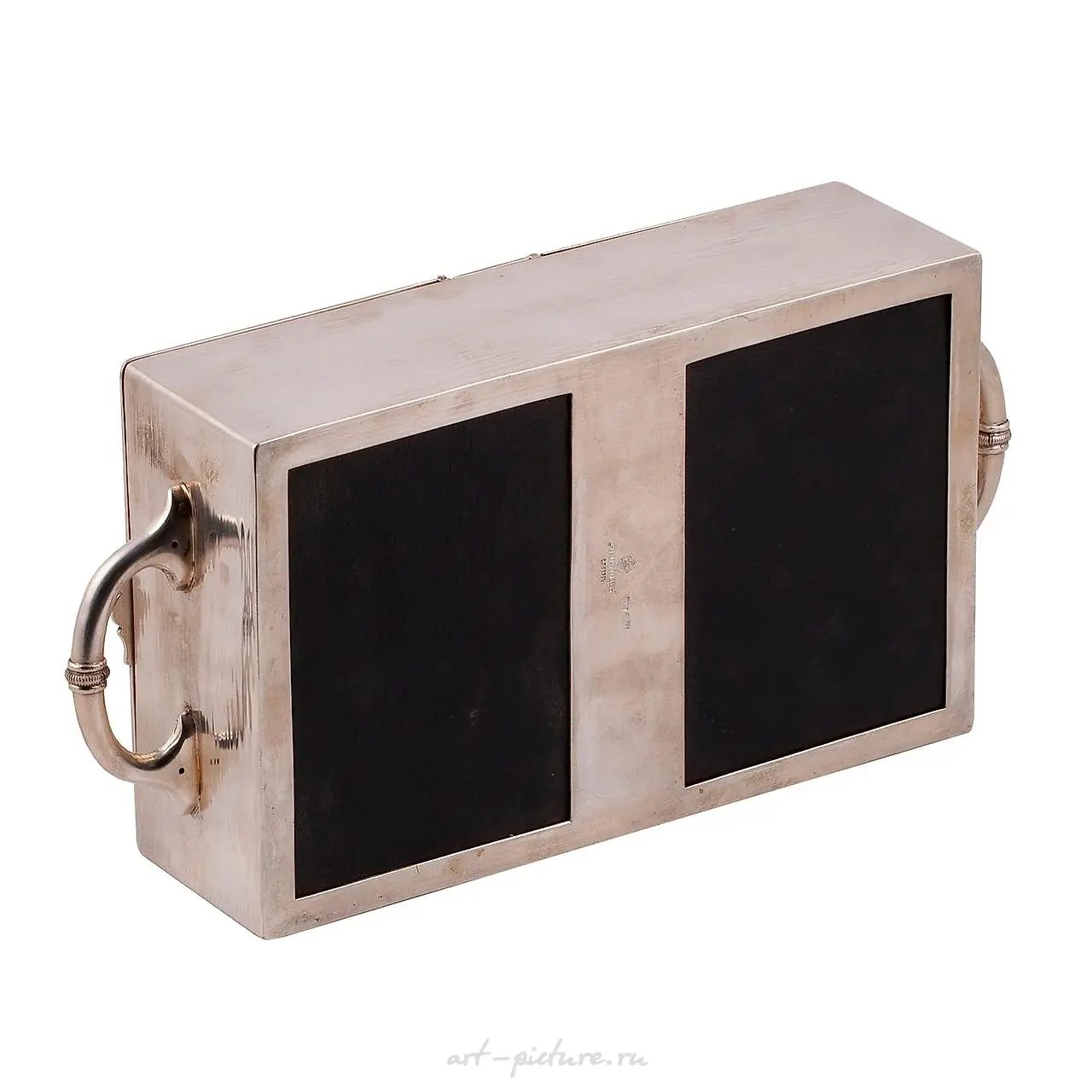 A Russian silver double-opened humidor with a cigar lighter inside... — photo 4