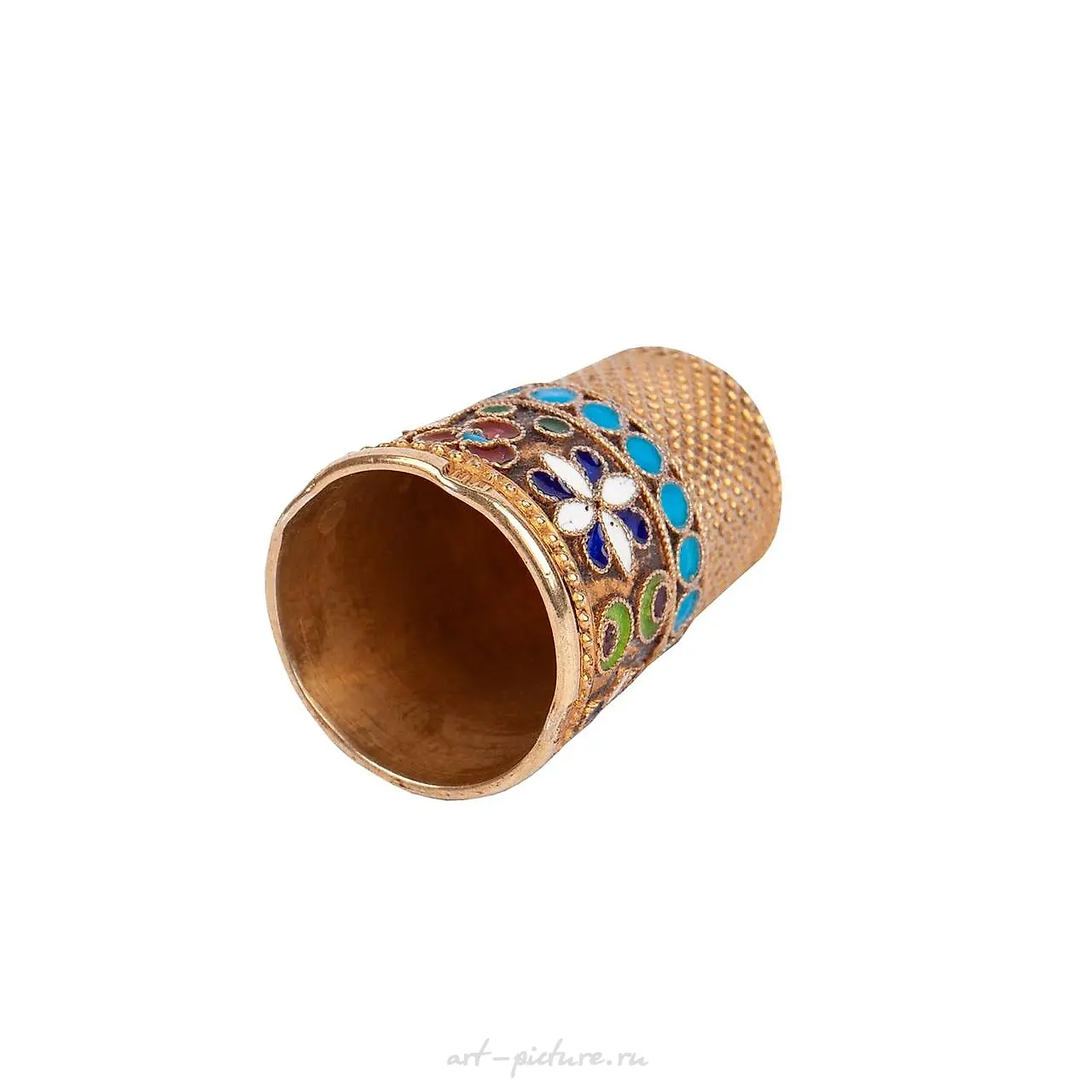 A Russian Imperial Silver Cloisonne enamel thimble — photo 2