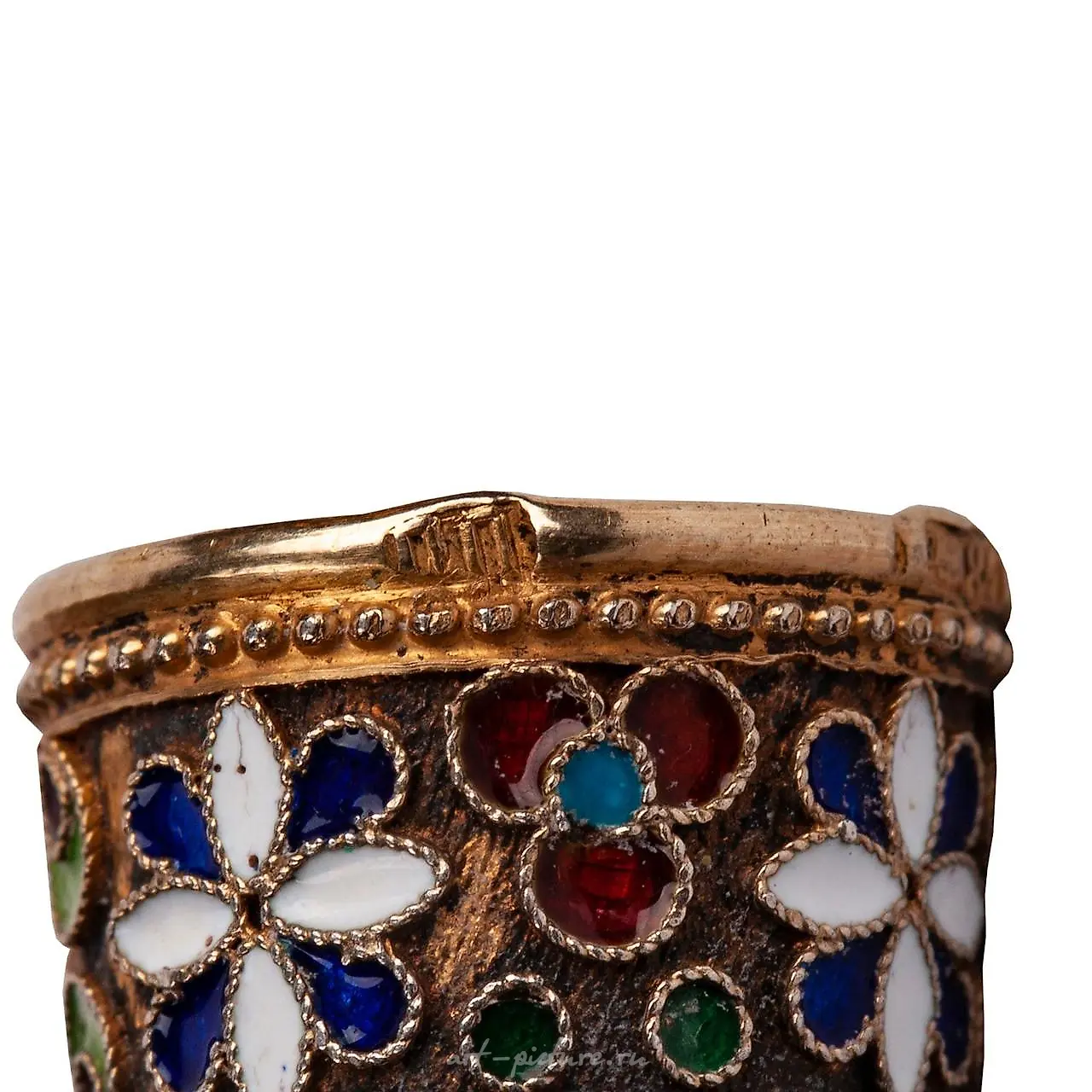 A Russian Imperial Silver Cloisonne enamel thimble — photo 4