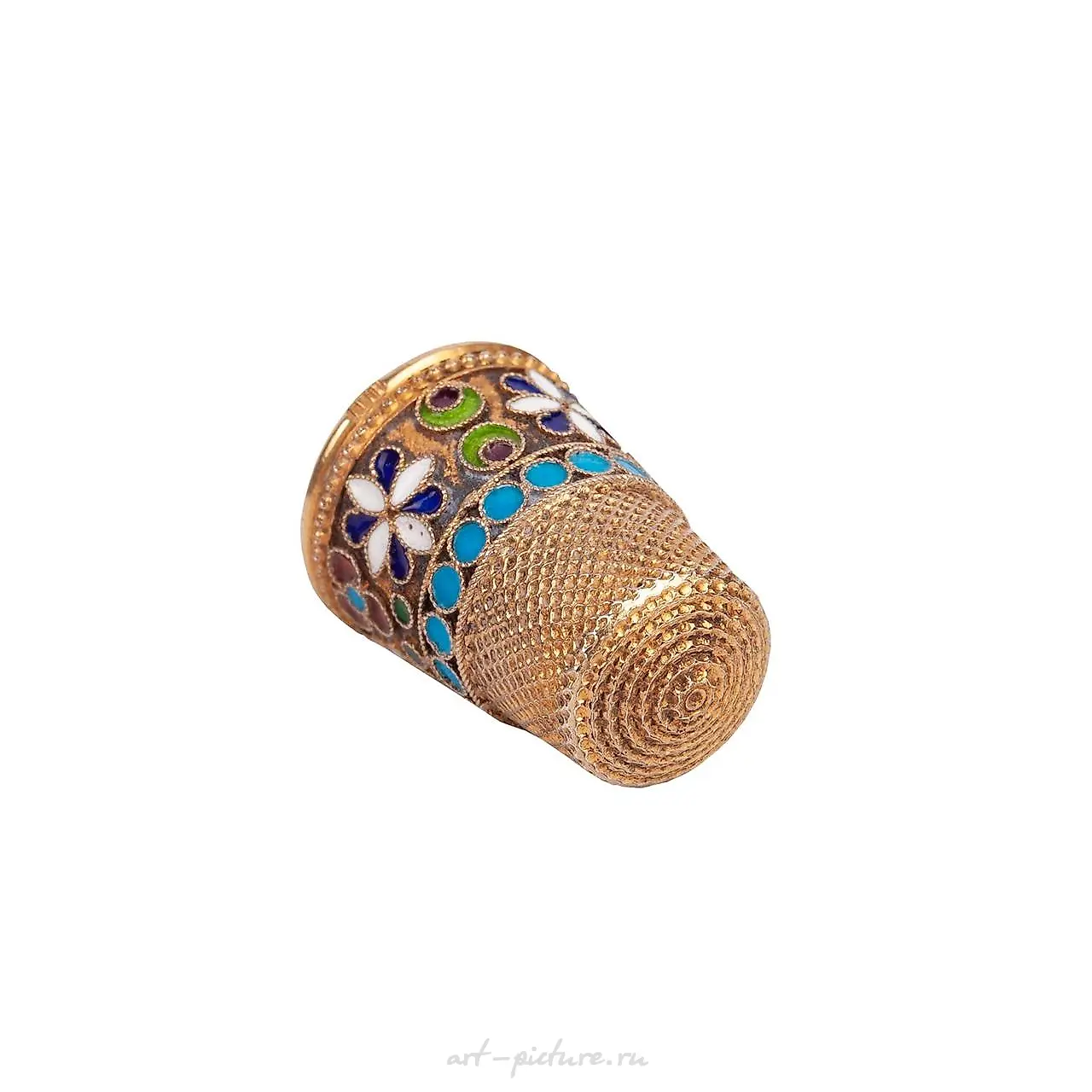 A Russian Imperial Silver Cloisonne enamel thimble — photo 5