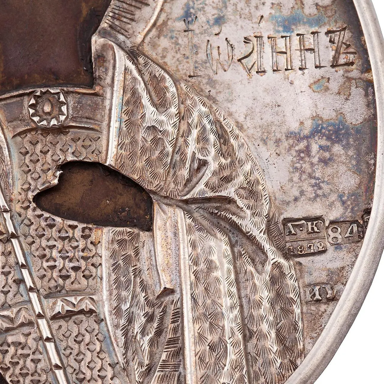A Russian travel icon in silver riza with Deesis and Saint M... — photo 4