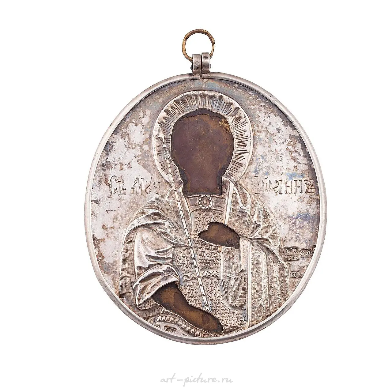 A Russian travel icon in silver riza with Deesis and Saint M... — photo 3