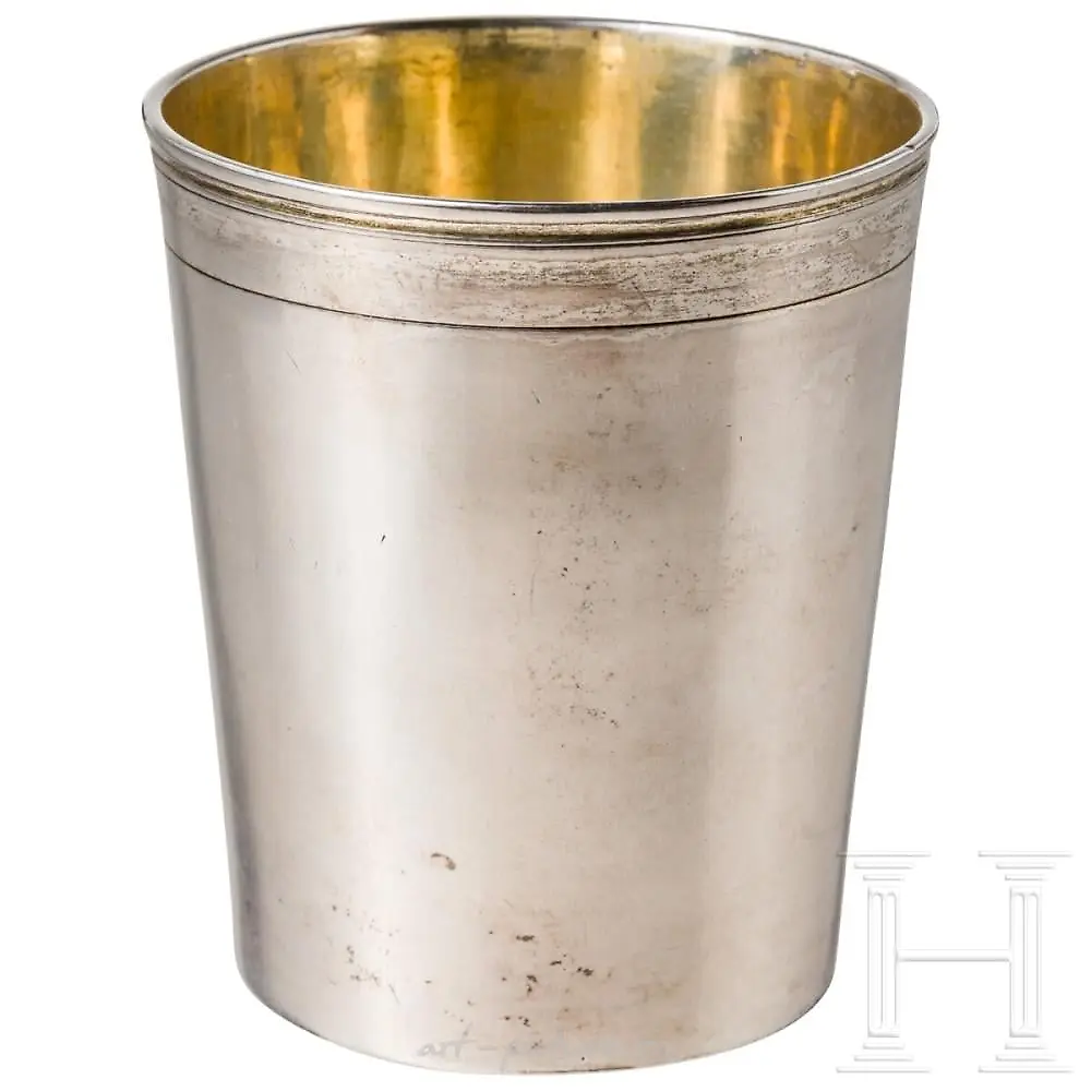 A partially gilt Prussian silver beaker, Stettin, Johann Fri...