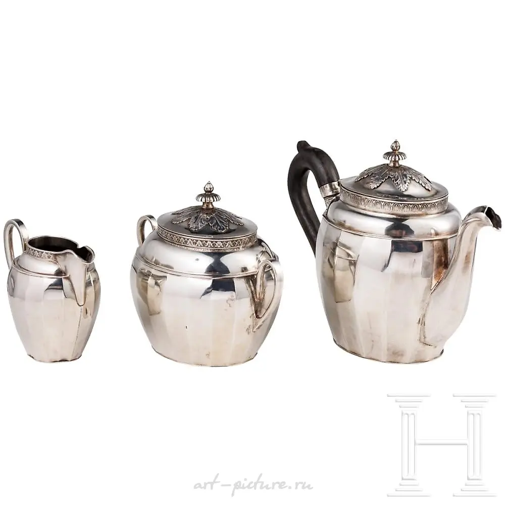 A Russian three-piece silver tea set, Riga, Master EB, 1864 ... — photo 5